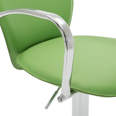 vidaXL Barová stolička s opierkami, zelená, umelá koža