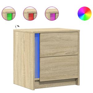 vidaXL Nočn&eacute; stol&iacute;ky s LED svetlami 2 ks dub sonoma kompozitn&eacute; drevo