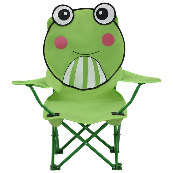 vidaXL Detské záhradné stoličky 2 ks zelené látkové