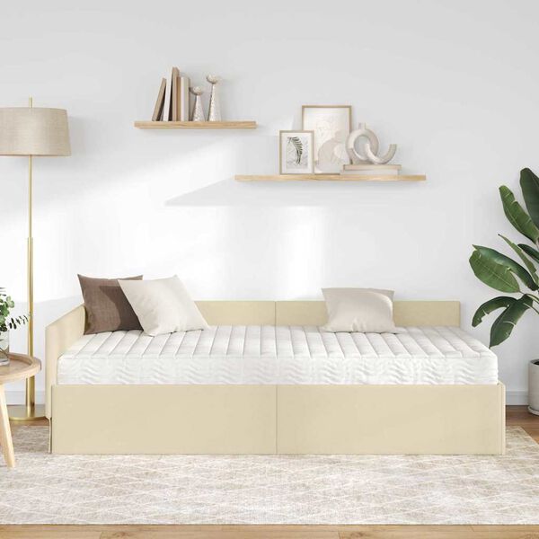 vidaXL Rohov&yacute; r&aacute;m postele s matracom In&yacute; 2 pcs Kr&eacute;mov&aacute; l&aacute;tka