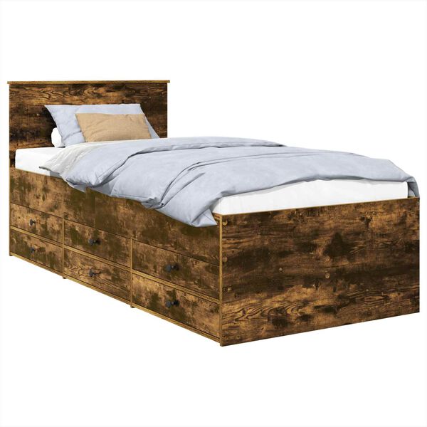 vidaXL Ležadlo Dymov&yacute; dub a čierna 100 x 200 cm Kompozitn&eacute; drevo