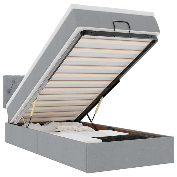 vidaXL Osmanský rám postele s matracom svetlosivá 90x190 cm látka