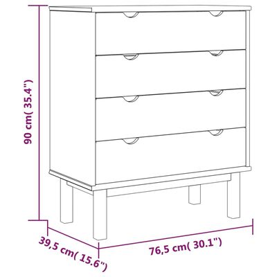vidaXL Skrinka so zásuvkami OTTA, hnedo biela 76,5x39,5x90cm, borovica