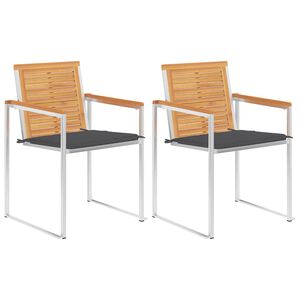 vidaXL Z&aacute;hradn&eacute; stoličky s podložkami 2 ks, t&iacute;kov&yacute; mas&iacute;v a oceľ