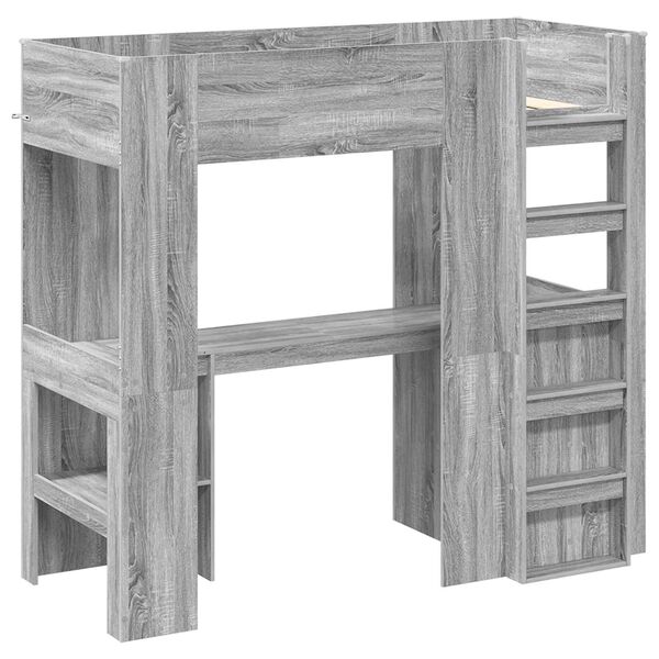 vidaXL R&aacute;m poschodovej postele so stolom Siv&yacute; Sonoma 75 x 190 cm