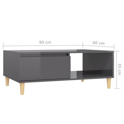 vidaXL Konferenčný stolík lesklý sivý 90x60x35 cm drevotrieska