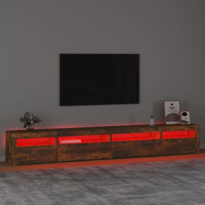 vidaXL TV skrinka s LED svetlami dymový dub 270x35x40 cm