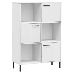 vidaXL Knižnica kovov&eacute; nohy biela 90x35x128,5 cm mas&iacute;vne drevo OSLO