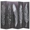 vidaXL Skladac&iacute; parav&aacute;n 200x170 cm, potlač s pierkami, čierno-biely