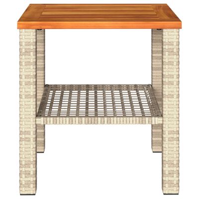 vidaXL Záhradný stôl béžový 40x40x42 cm polyratan akáciové drevo