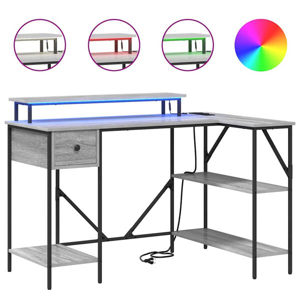 vidaXL St&ocirc;l s poličkou Siv&yacute; Sonoma 120 x 79 x 86,5 cm Kompozitn&eacute; drevo