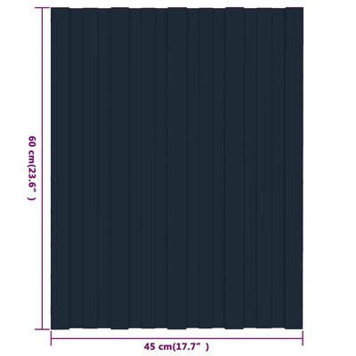 vidaXL Strešné panely 12 ks pozinkovaná oceľ antracitové 60x45 cm