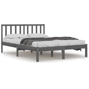 vidaXL Posteľn&yacute; r&aacute;m siv&yacute; borovicov&yacute; mas&iacute;v 200x200 cm
