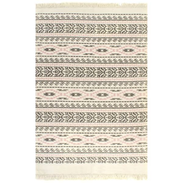 vidaXL Kilim koberec sivý/ružový 160x230 cm bavlnený vzorovaný