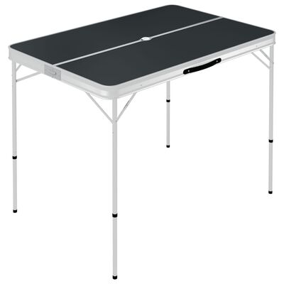 vidaXL Skladací kempingový stôl s 2 lavicami sivý hliníkový