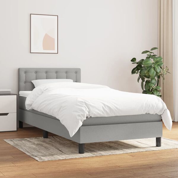 vidaXL Boxspring posteľ s matracom bledosivý 100x200 cm látka