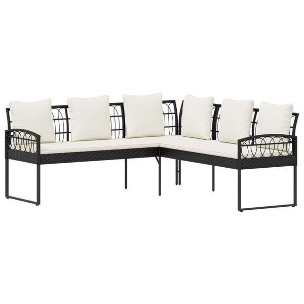 vidaXL Z&aacute;hradn&aacute; sedacia s&uacute;prava s vank&uacute;&scaron;om 2 pcs Čierny Oceľ