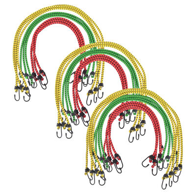 vidaXL Elastické laná, 60/80/100 cm, 30 ks, červené, žlté, zelené