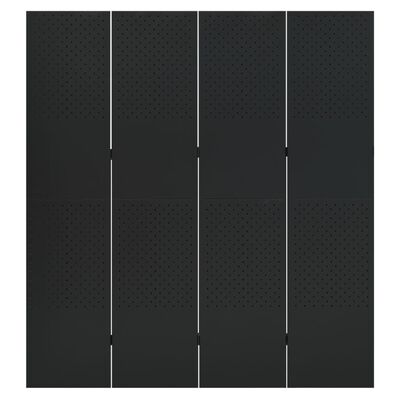 vidaXL Paraván so 4 panelmi, čierny 160x180 cm oceľ