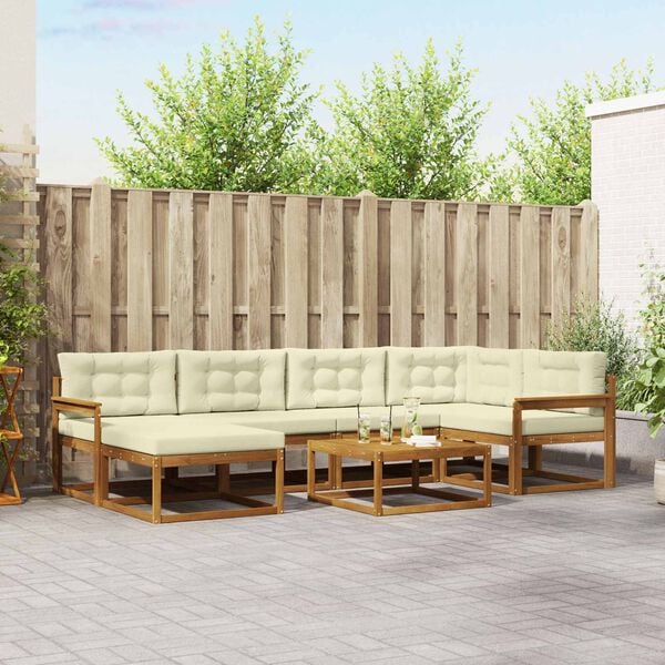 vidaXL Z&aacute;hradn&aacute; s&uacute;prava gaučov s vank&uacute;&scaron;om 7 pcs Pr&iacute;rodn&aacute; a kr&eacute;mov&aacute;