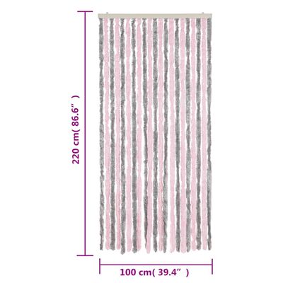 vidaXL Záves proti hmyzu, strieborno sivo ružový 100x220 cm, ženilka