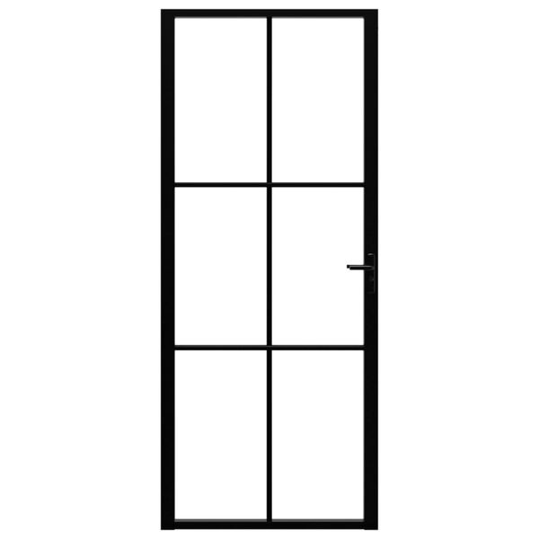 vidaXL Interiérové dvere, ESG sklo a hliník 83x201,5 cm, čierne