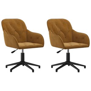 vidaXL Otočn&eacute; jed&aacute;lensk&eacute; stoličky 2 ks hned&eacute; zamatov&eacute;