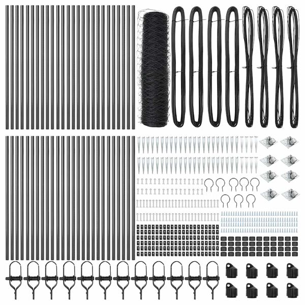 vidaXL Stĺp na plot. Siv&aacute; 100 x 0,4 m (50 mm sieť) Ocel a PVC