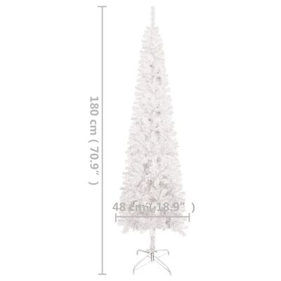 vidaXL Úzky osvetlený vianočný stromček, biely 180 cm
