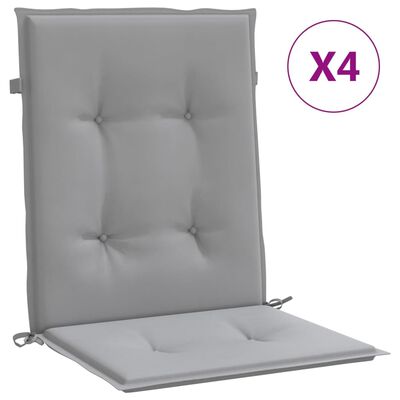 vidaXL Podložky na záhradné stoličky, nízke operadlo 4 ks, sivé