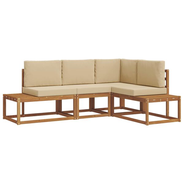 vidaXL Z&aacute;hradn&aacute; s&uacute;prava gaučov s vank&uacute;&scaron;om 4 Kus Pr&iacute;rodn&aacute; a b&eacute;žov&aacute;