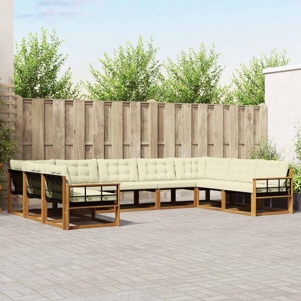 vidaXL Z&aacute;hradn&aacute; s&uacute;prava gaučov s vank&uacute;&scaron;om 9 pcs Pr&iacute;rodn&aacute; a kr&eacute;mov&aacute;