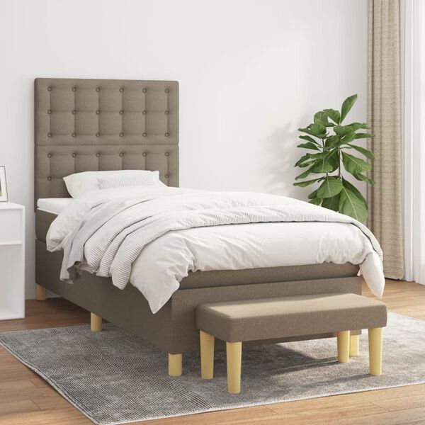 vidaXL Posteľn&yacute; r&aacute;m boxspring s matracom sivohned&yacute; 90x190 cm l&aacute;tka