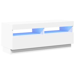 vidaXL TV skrinka s LED svetlami biela 100x35x40 cm