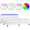 vidaXL Boxspring posteľ s matracom a LED biela 200x200 cm umel&aacute; koža