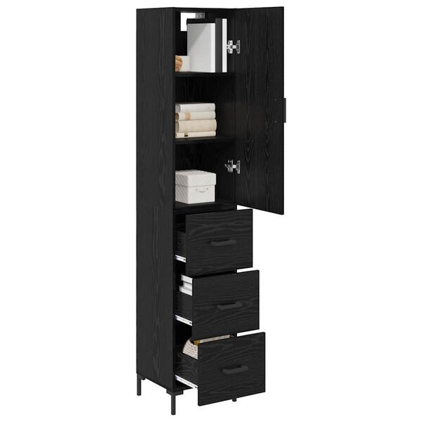 vidaXL Highboard Čierny dub 34,5 x 34 x 180 cm Kompozitn&eacute; drevo