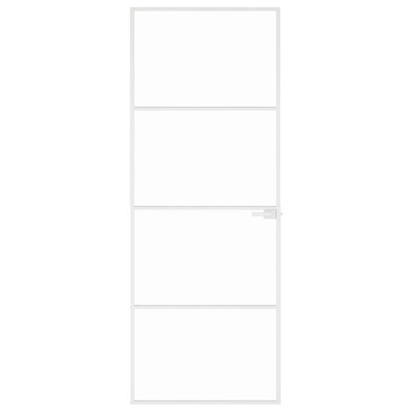 vidaXL Interi&eacute;rov&eacute; dvere biele 76x201,5 cm tvrden&eacute; sklo a hlin&iacute;k &uacute;zke