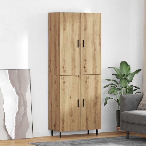 vidaXL Highboard 2 pcs Remeseln&yacute; dub Drevovl&aacute;knit&aacute; doska a sklo