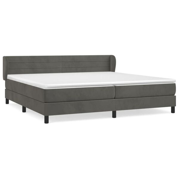 vidaXL Posteľn&yacute; r&aacute;m boxspring s matracom tmavosiv&yacute; 200x200 cm zamat