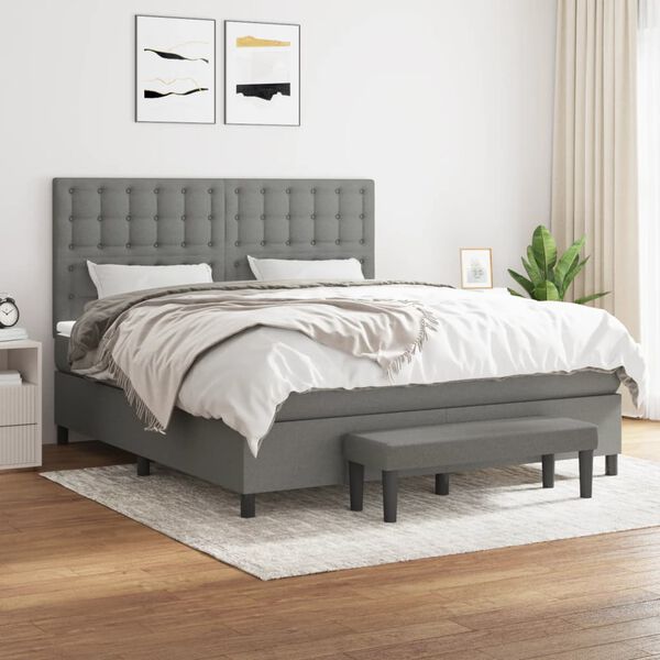 vidaXL Boxspring posteľ s matracom tmavosiv&aacute; 160x200 cm l&aacute;tka