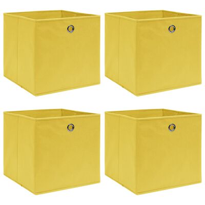 vidaXL Úložné boxy 4 ks, žlté 32x32x32 cm, látka