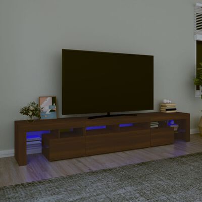 vidaXL TV skrinka s LED svetlami hnedý dub 230x36,5x40 cm