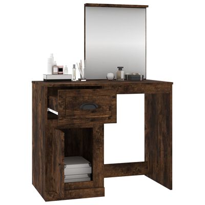 vidaXL Toaletný stolík so zrkadlom dymový dub 90x50x132,5 cm drevo
