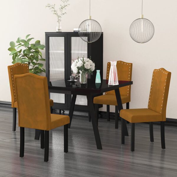 vidaXL Jed&aacute;lensk&eacute; stoličky 4 ks hned&eacute; zamatov&eacute;