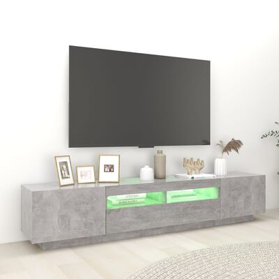 vidaXL TV skrinka s LED svetlami betónovo-sivá 200x35x40 cm