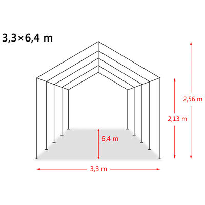 vidaXL Odnímateľný prístrešok pre dobytok PVC 550 g/m², 3,3x6,4 m, zelený