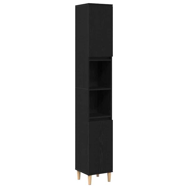 vidaXL K&uacute;peľňov&aacute; skriňa Čierny dub 30 x 30 x 190 cm Kompozitn&eacute; drevo