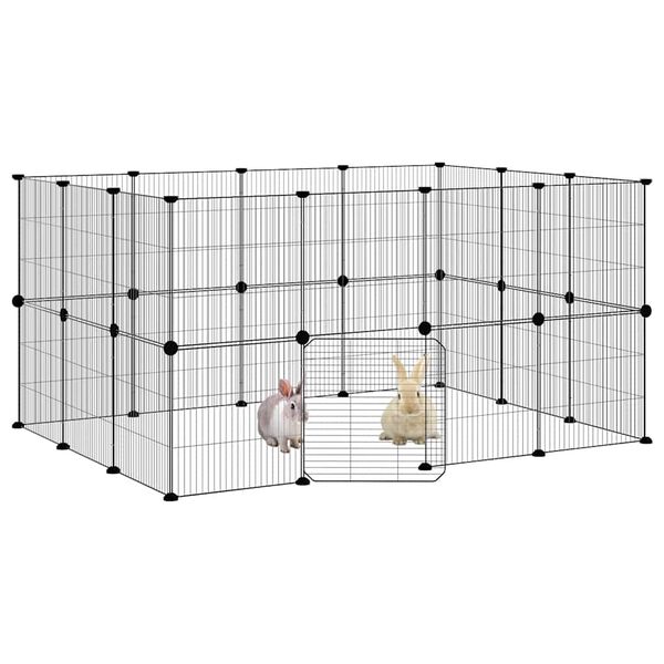 VidaXL 28-panelová klietka pre domáce zvieratá čierna 35x35 cm oceľ