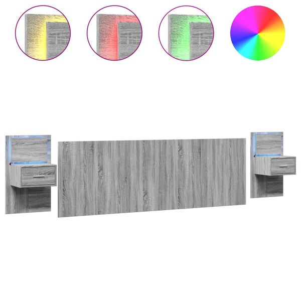 vidaXL Čelo postele so skrinkami siv&eacute; sonoma 240 cm kompozitn&eacute; drevo