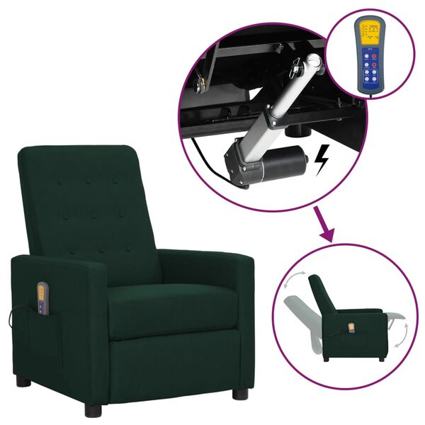 vidaXL Zdv&iacute;hacie mas&aacute;žne kreslo tmavozelen&eacute; l&aacute;tkov&eacute;